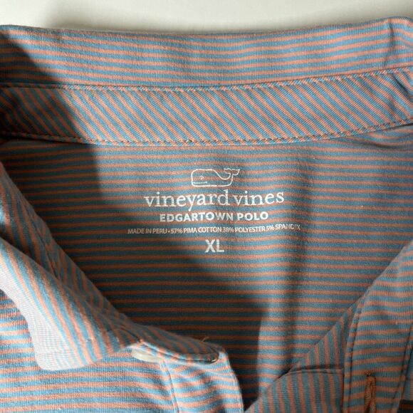 Vineyard Vines Polo Shirt Edgartown Mens Size XL Striped Pima Blend Golf Stretch - Picture 3 of 9
